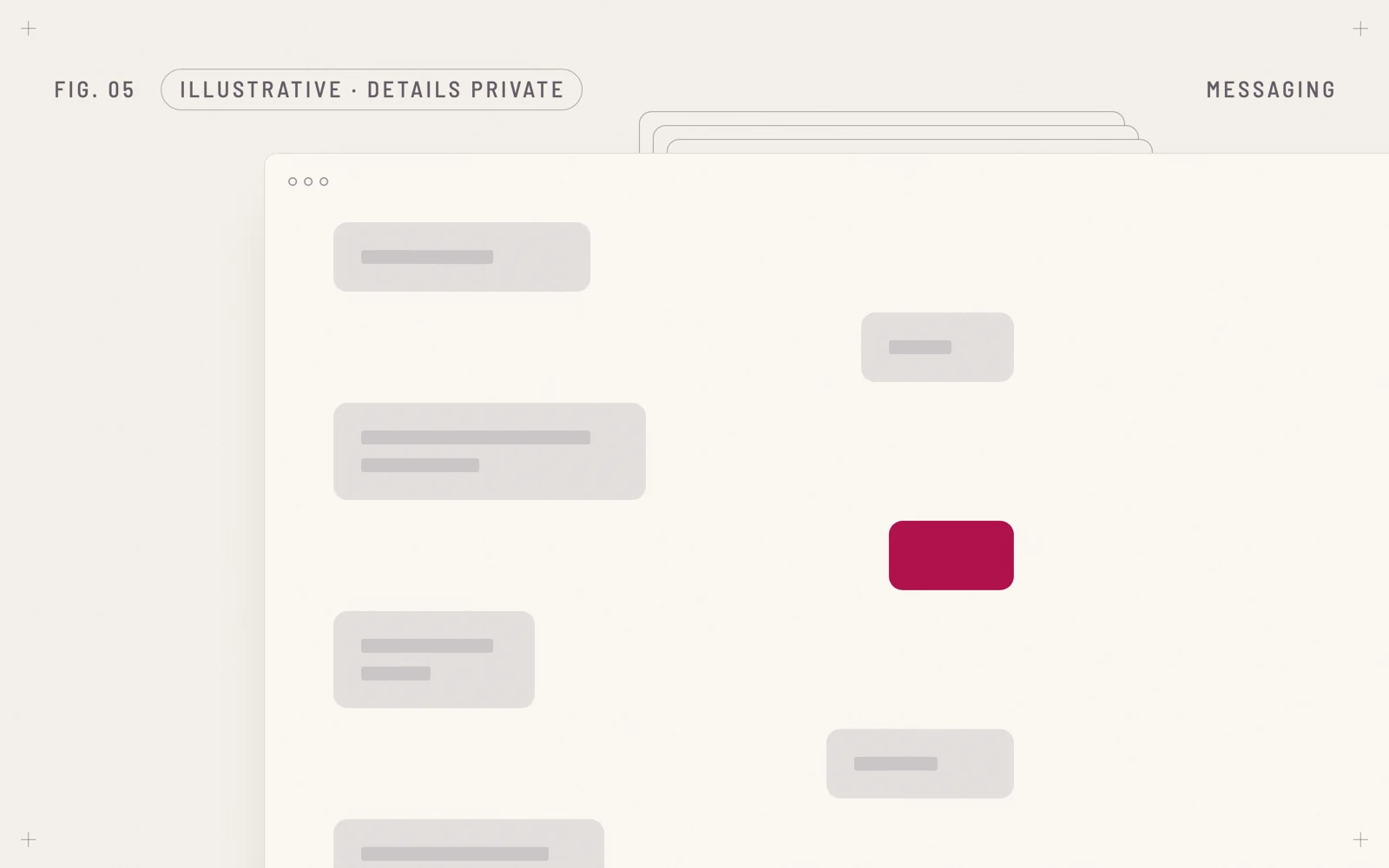 Illustrative figure: a column of rounded blocks, one block in crimson.